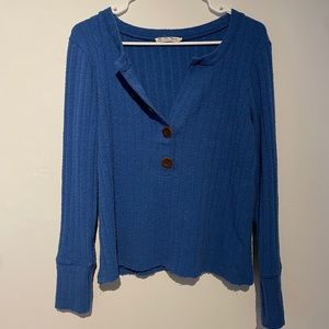 Free People Blue Henley Sweater